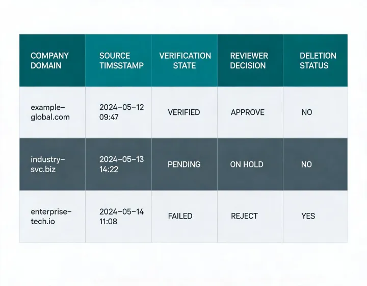 Company data acceptance ledger